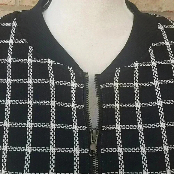 Sanctuary NWT City Coat Black and White Check‎ Pockets Collarless Womens Medium - Picture 6 of 14